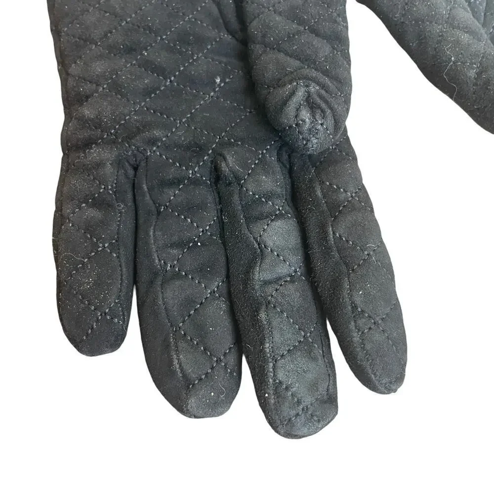 COACH Black Suede Quilted Women’s Gloves w Cashmere Lining